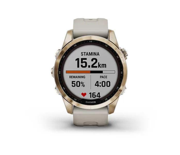 GARMIN Fenix 7S Sapphire Solar Kremowozloty tytan z jasnopiaskowym paskiem 010-02539-21 - 1467053 - zdjęcie 5